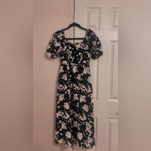 Floral Black and White Women's Dress